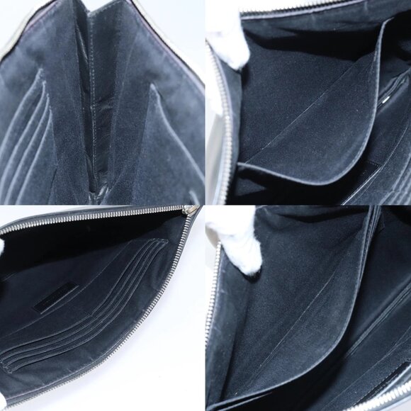 SAINT LAURENT Clutch Bag Leather Black Silver Auth bs18804 - Picture 15 of 16